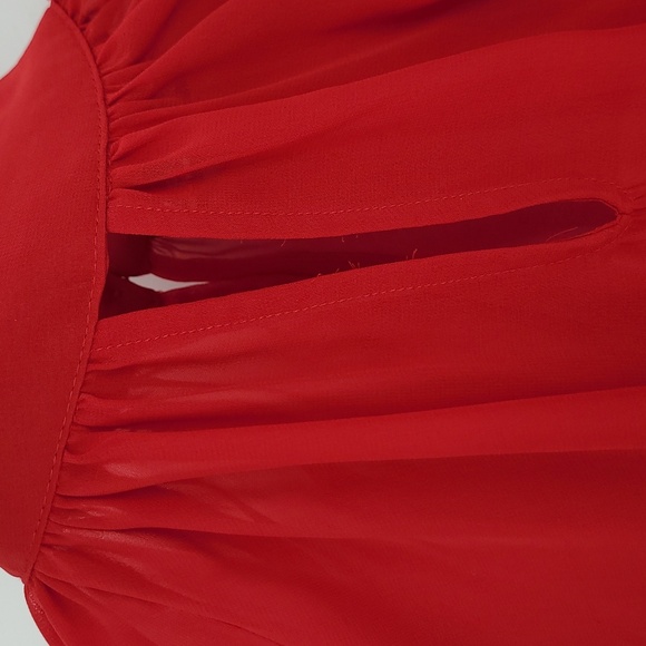 NWT New York & Company Red Chiffon Blouse Women's Size Medium - Picture 4 of 8
